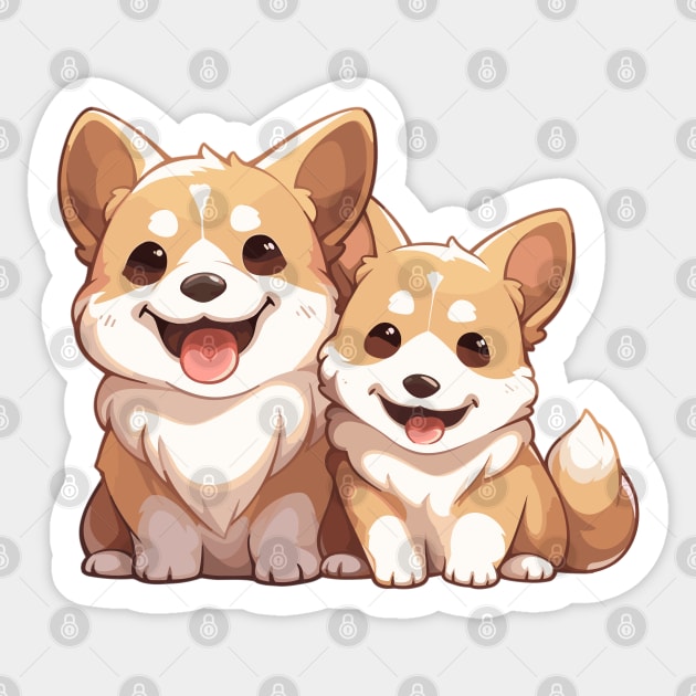 Cuddle Up with Corgis Sticker by fallen1art